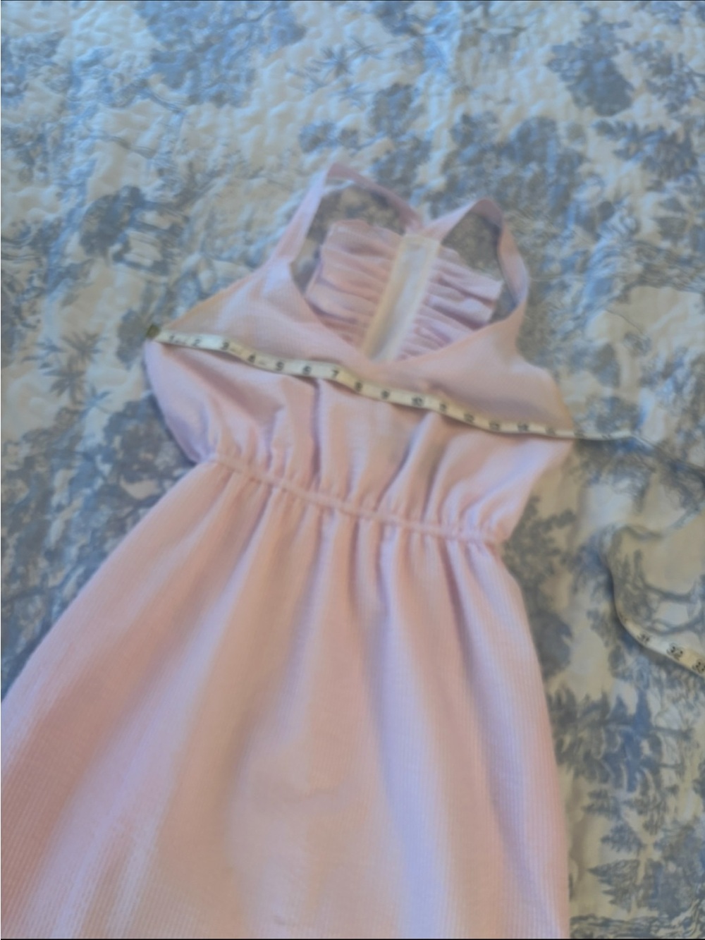 Lauren James sz Small Hampton Dress Pink Ruffle-Back Seersucker preppy feminine - Picture 10 of 14